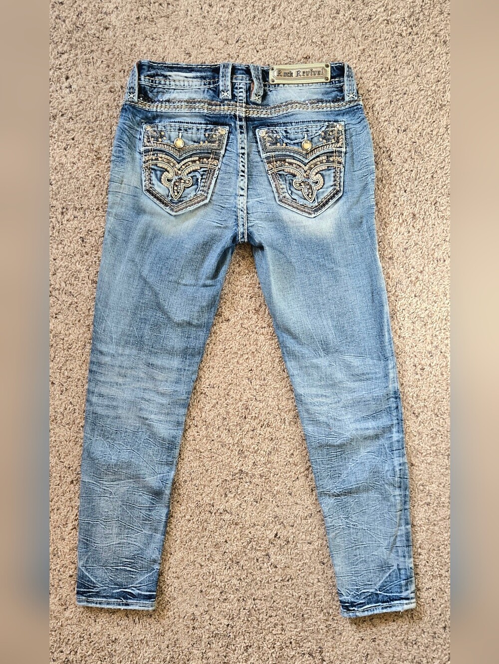 Rock Revival Women's Light Blue Embellished Skinny Jeans